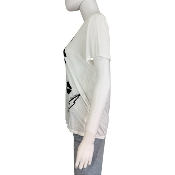 Lauren Moshi NWT White Wolf Painted Evil Eye Boyfriend Tee Size XS - Picture 2 of 9